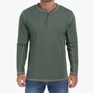 💙 Men's Green Henley Shirt